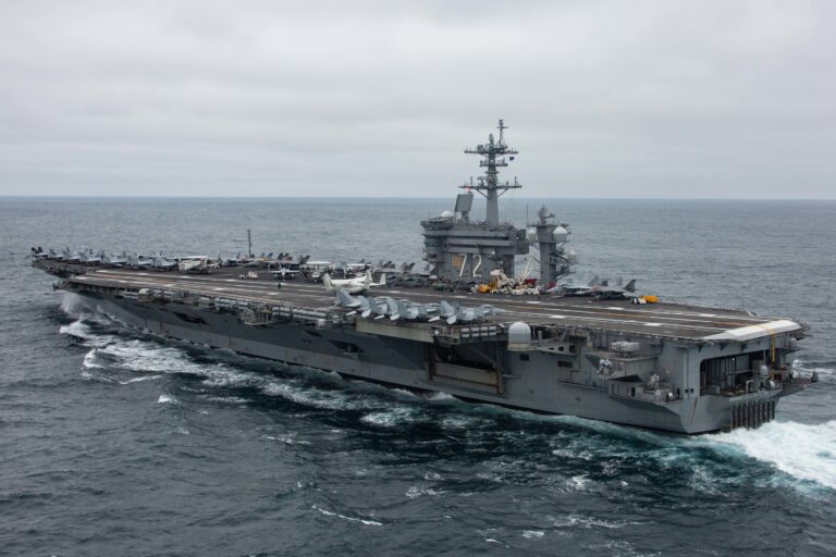PACIFIC OCEAN (July 6, 2021) The aircraft carrier USS Abraham Lincoln performs an emergency breakaway during a replenishment-at-sea. Abraham Lincoln is underway conducting routine operations in the U.S. 3rd Fleet area of operations. (U.S. Navy photo by Mass Communication Specialist Seaman Lake Fultz)